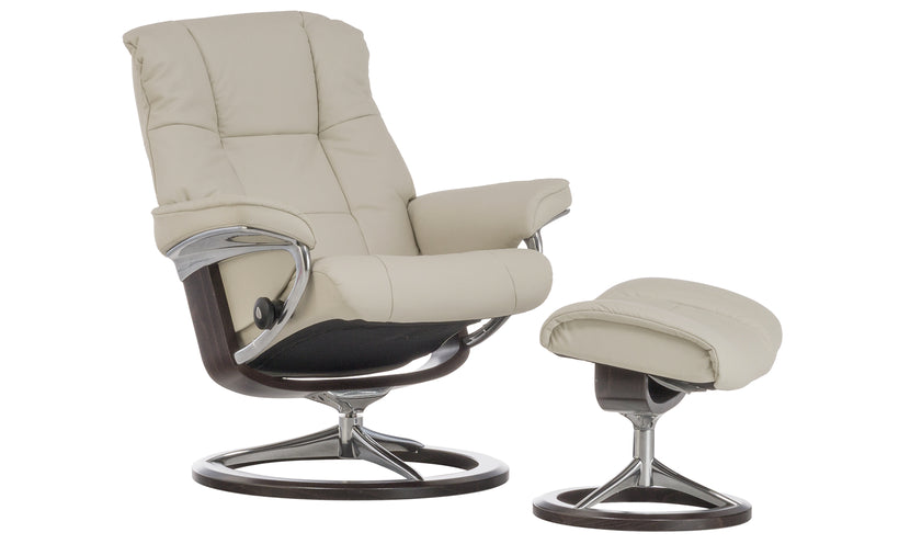 Stressless Mayfair Light Grey Chair and Ottoman (Small)